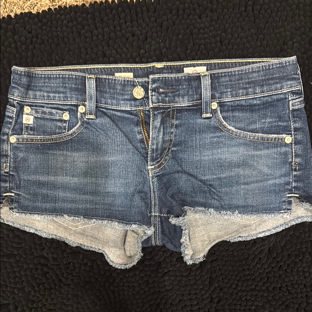 Ag Adriano Goldschmied Blue Jean Shorts Distressed